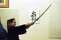 Michele wields a sword